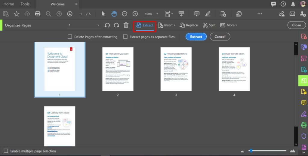 Save One Page of a PDF Using Adobe Acrobat DC